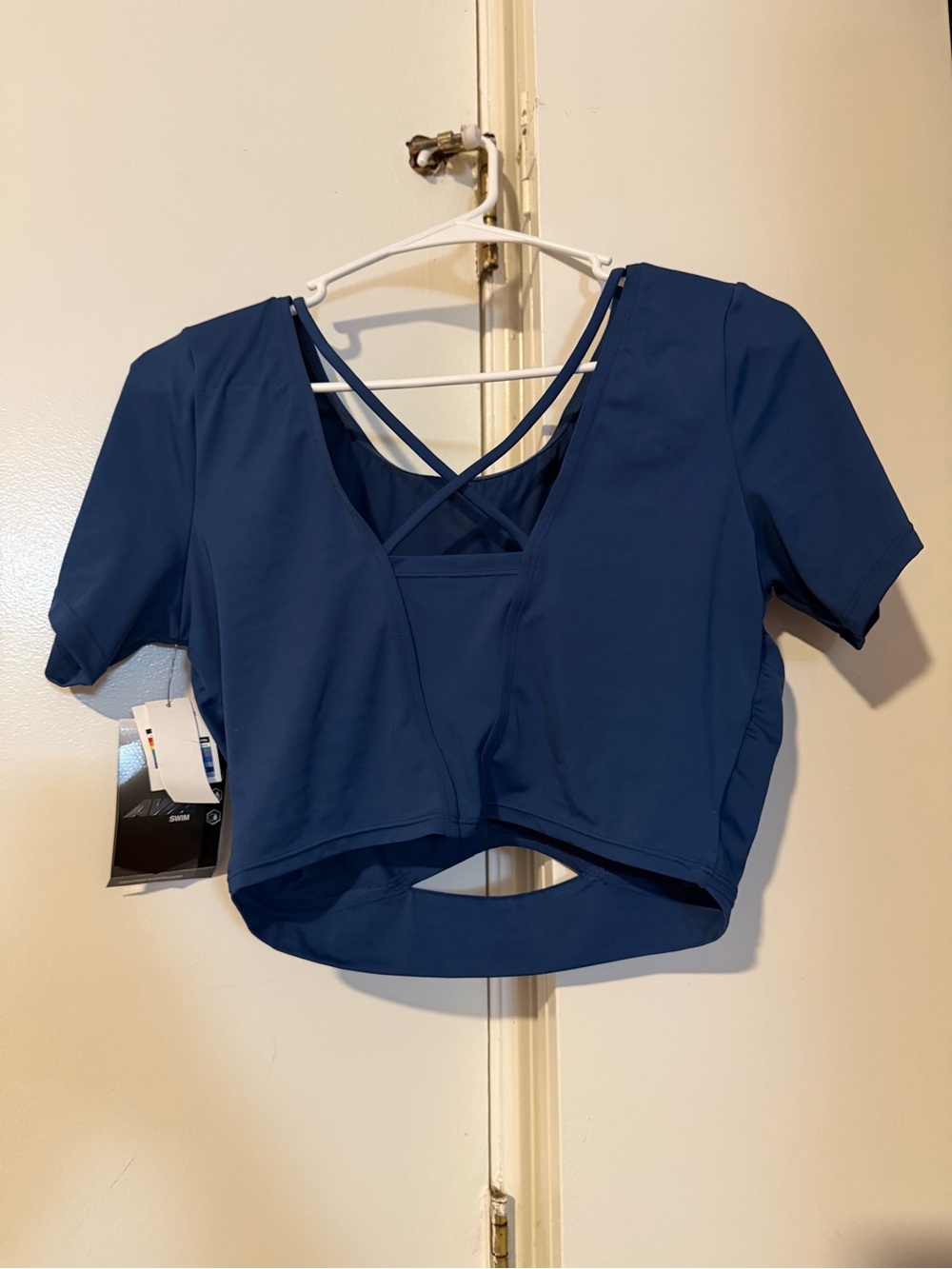 Women’s Deep Blue Crisscross Back Crop Top Swimwear